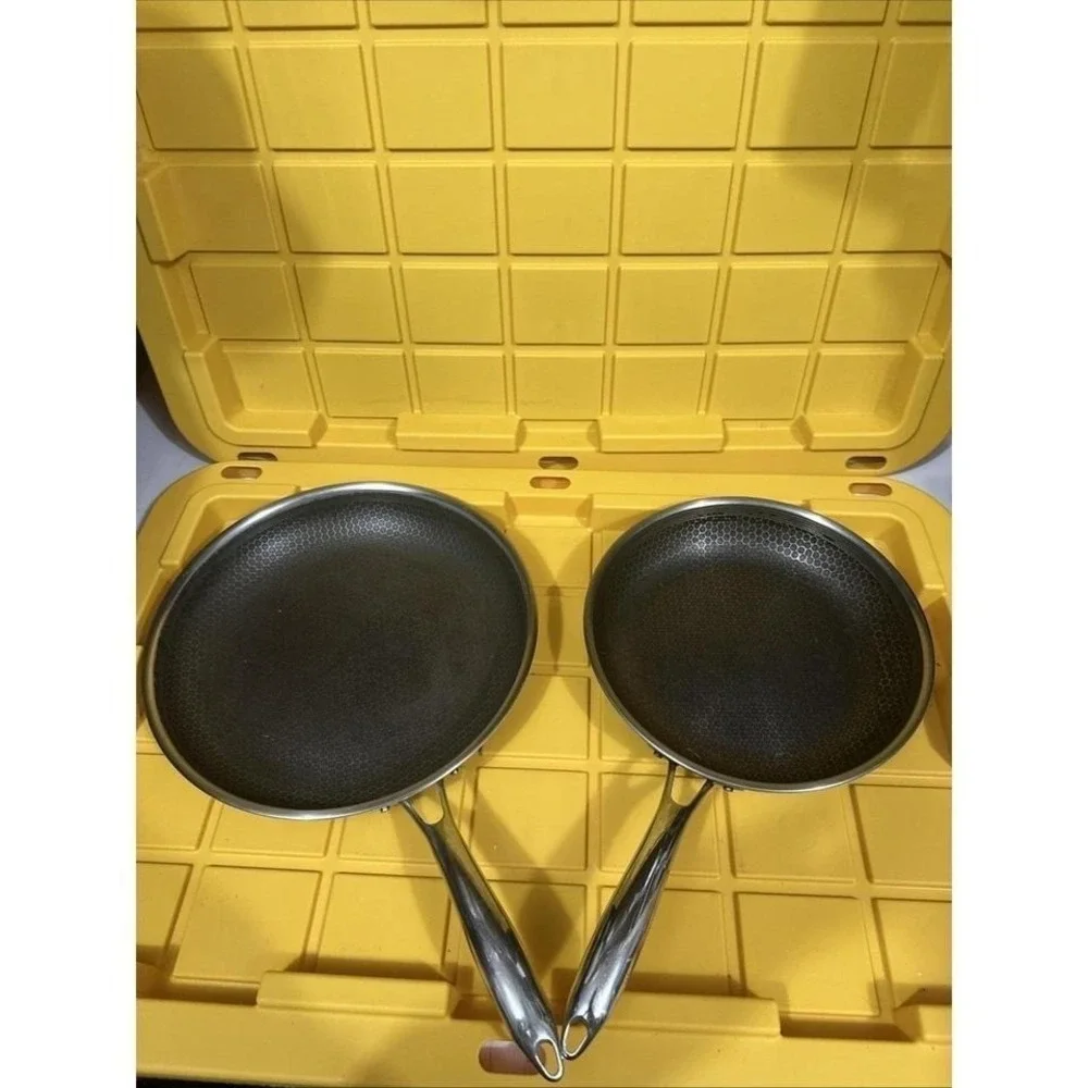 HEXCLAD 2 Piece Nonstick Stainless Steel Frying Pan Set 10 12
